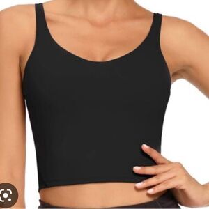 REKITA Workout Crop Top for Women Athletic with Built in Bra Supportive Black 10